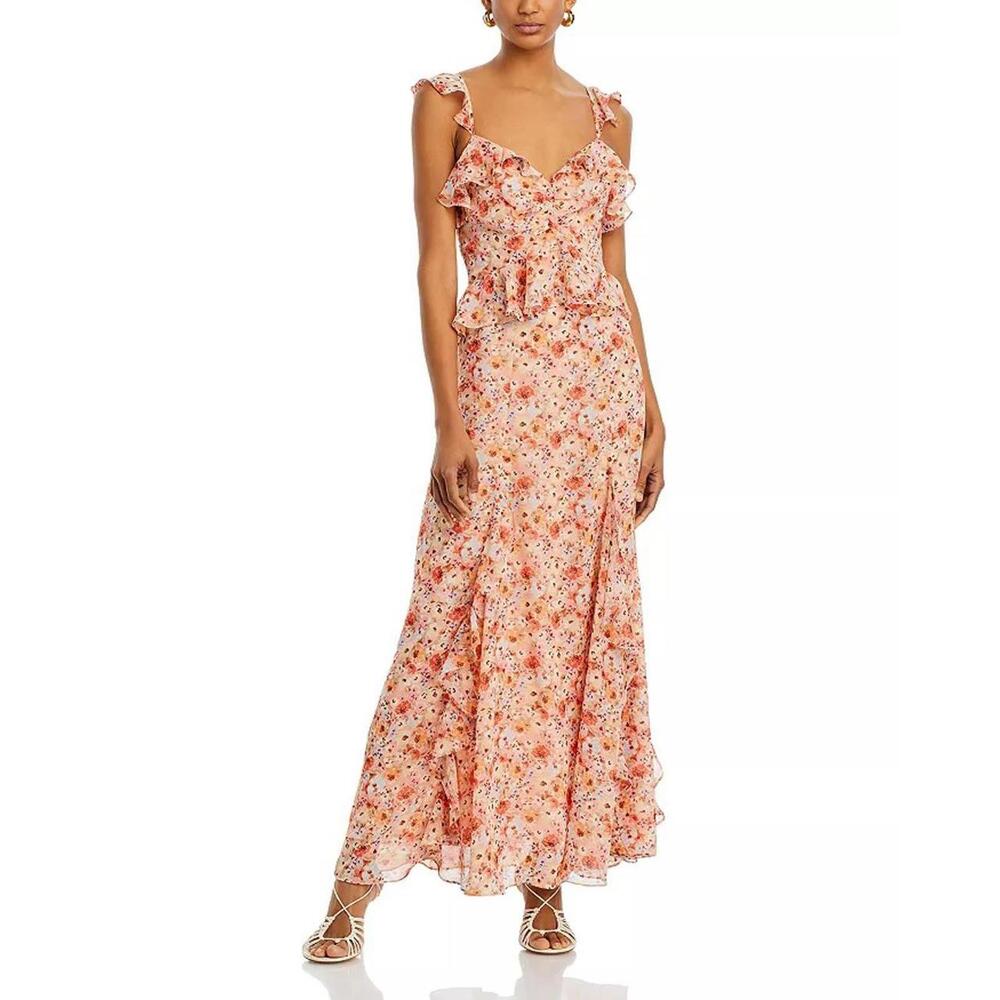 AQUA Floral Ruffle Trim Maxi Dress - NWT (New)‎ - Picture 2 of 9